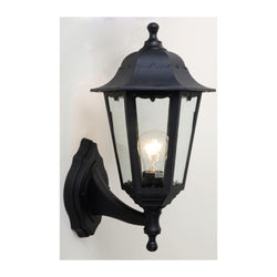 EUROTECH CONVERTIBLE LANTERN WALL LIGHT BLACK CLEAR 230V E27  60W IP54