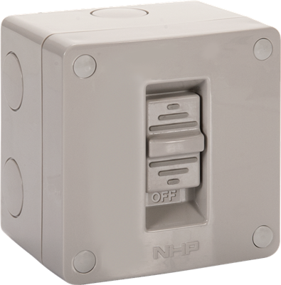 NHP SURFACE SWITCH IP66 1 GANG 1 POLE 2 WAY 16A M80 250V AC SML