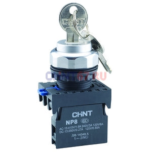 QCE Chint 2 Position Locking Key Switch 1 x N/O Contact