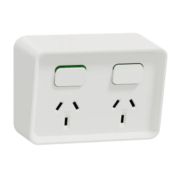 Iconic Socket Sw Horiz Twin 10A 250V XW PDLO395-XW Outdoor