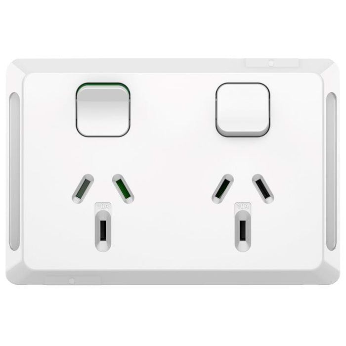 Iconic Socket Sw Horiz Twin 10A 250V XW PDLP395-XW