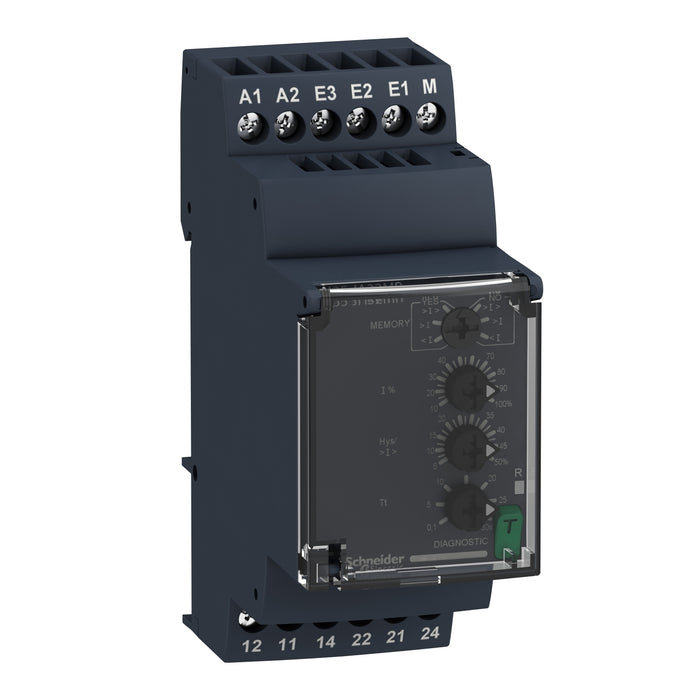 Schneider Harmony, Modular 1-phase current control relay, 5 A, 2 CO, 0.15-15 A,, 24-240 V AC/DC