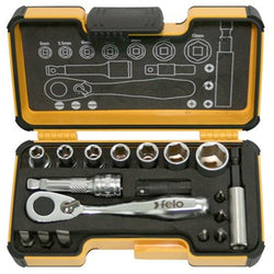 Felo 057 R-GO XS Ergonic Mini Socket & Bit Set 1/4'Dr 18pc