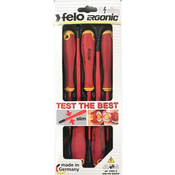 Felo 413 Series Ergonic E-slim Screwdriver Set 5pc Insulated Hard