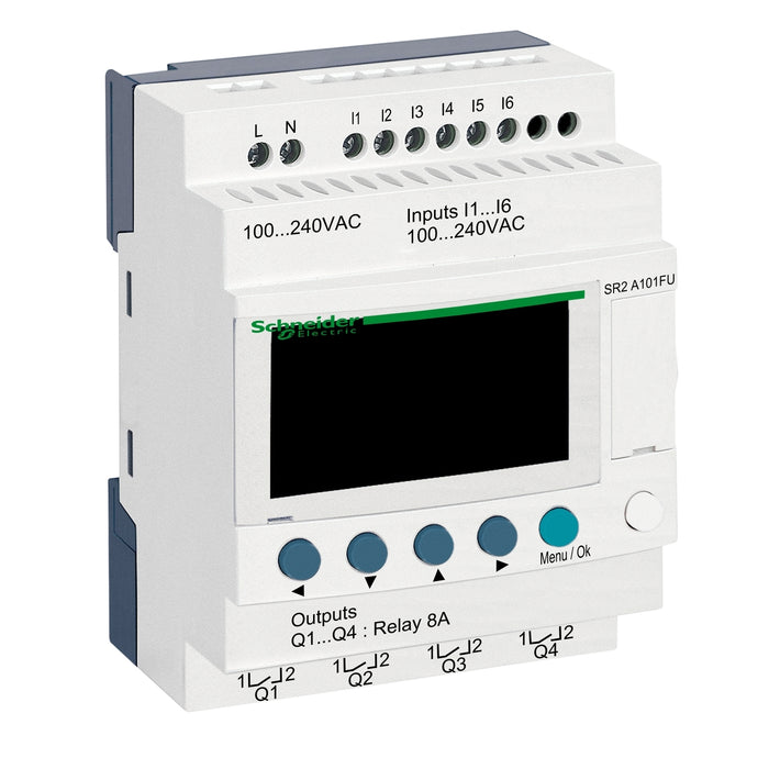 Schneider Compact smart relay, Zelio Logic, 10 I/O, 100...240 V AC, no clock, display