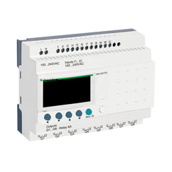 Schneider Compact smart relay, Zelio Logic, 20 I/O, 100...240 V AC, no clock, display