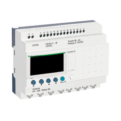 Schneider Compact smart relay, Zelio Logic, 20 I/O, 12 VDC, clock, display