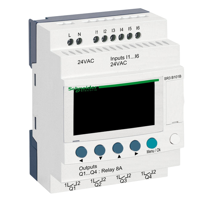 Schneider Modular smart relay, Zelio Logic, 10 I/O, 24 V AC, clock, display