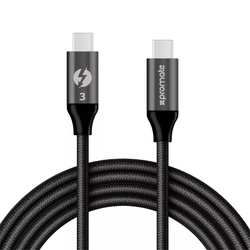 1.5m USB-C to USB-C Thunderbolt 3 Mesh Armoured Cable. Supports 100W PD, 20Gbps Transfer  Speed. Black Colour