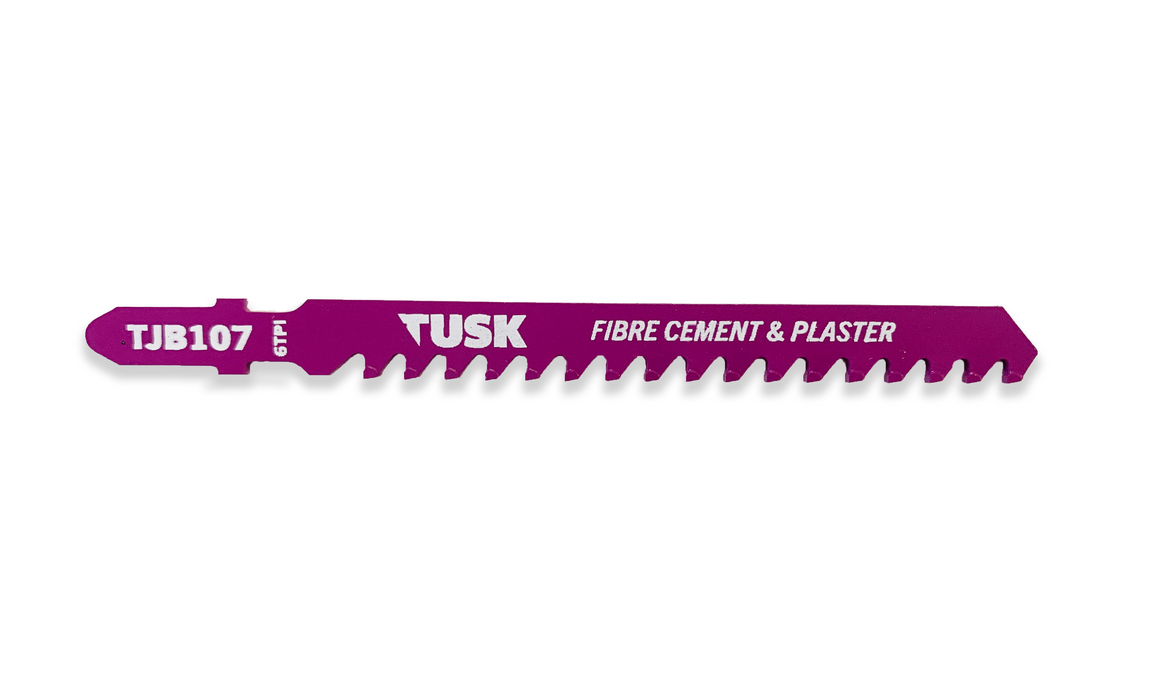 Tusk TCT Jig Saw Blades for Fibercement 100mm x 6TPI T-shank 2pc pack