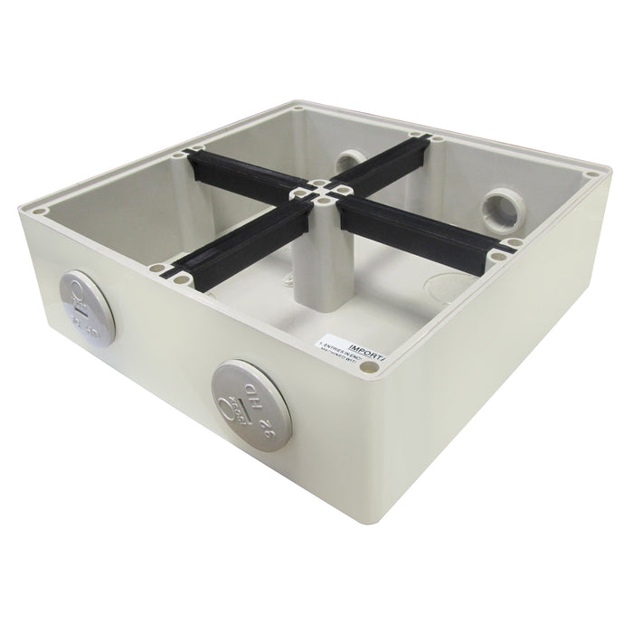 Tradesave  Mounting Base 4 Gang IP66. Stainless Steel Cover Fastening. Multiple Conduit& Gland Entries