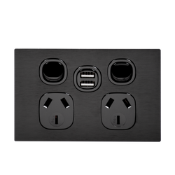 Vynco S/G Urban Power Point Horizontal 2G10A +2USB Black Black Metal