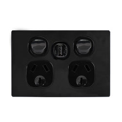 Vynco URBAN BLACK BLK METAL P/POINT HORIZ DOUBLE USB