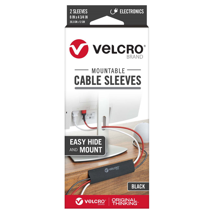 CDL Velcro Mountable Cable Sleeves 203x120mm 2x Sleeve Pack Black