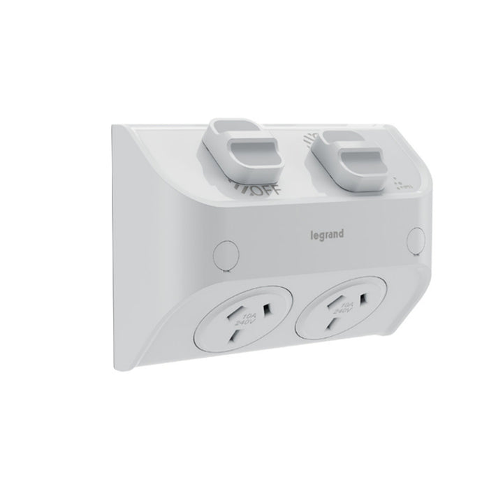 Legrand HPM AQUA LIFE DOUBLE POWERPOINT 10A IP53 FLUSH MOUNT LIMESTN GY