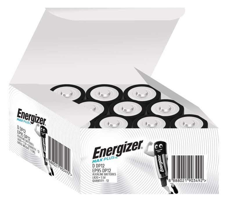 Energizer E302286100 Battery 1.5V D Size Alkaline Max Plus Industrial