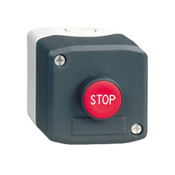 Schneider Complete control station, Harmony XALD, dark grey 1 red flush pushbutton 22mm mm spring return 1NC "Stop"