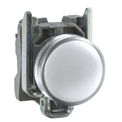 Schneider Harmony XB4, Pilot light, metal, white, 22mm, plain lens with integral LED, 110 - 120 VAC