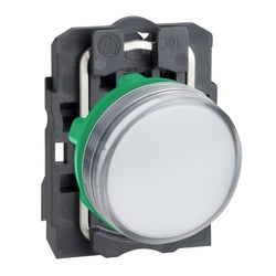 Schneider Harmony XB5, Pilot light, plastic, white, 22mm, plain lens with integral LED, 110 - 120 V AC