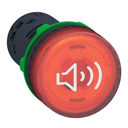 Schneider Harmony XB5, Illuminated buzzer, plastic, red, 22mm, continuous or intermittent tone, 110-120 V AC