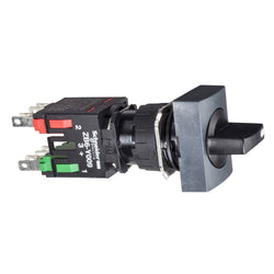 Schneider Complete selector switch, Harmony XB6, black rectangular 16mm 2 position stay put 1NO+1NC