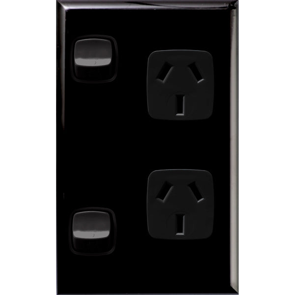 Legrand HPM XL VERTICAL DBL PPT BLACK GLOSS SAFETY