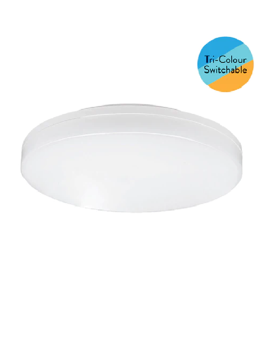 EUROTECH 280mm LED ROUND CEILING BUTTON WHITE 3000K/4000K/6000K 230V LED 18W