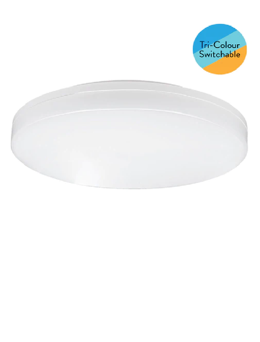 EUROTECH 330mm LED ROUND CEILING BUTTON WHITE 3000K/4000K/6000K 230V LED 24W IP54