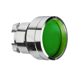 Schneider Harmony XB4, Push button head, metal, recessed, green, 22mm, spring return, unmarked