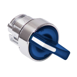 Schneider Harmony XB4, Illuminated selector switch head, metal, blue, 22mm, integral LED, 2 positions, stay put