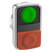 Schneider Harmony XB4, Double-headed push button head, metal, 22mm, 1 green flush unmarked + 1 red projecting unmarked