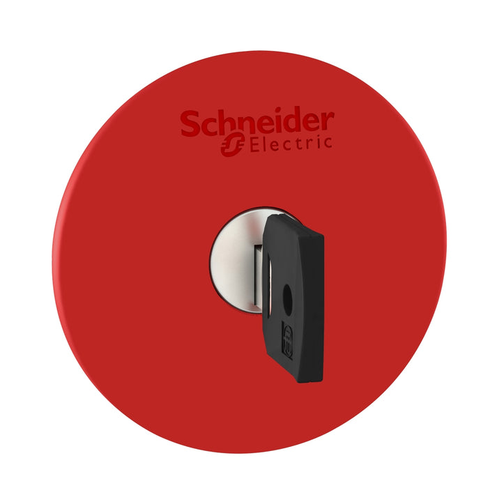 Schneider Harmony XB4, Emergency stop head switching off, metal, red mushroom 60mm, 22mm, trigger latching key release