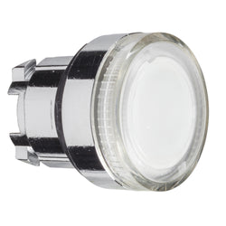 Schneider Harmony XB4, Illuminated push button head, metal, flush, clear, 22mm, spring return, plain lens for BA9s bulb