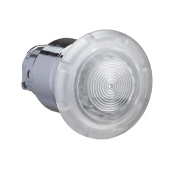 Schneider Harmony XB4, Illuminated mushroom push button head 40mm, metal, white, 22mm, spring return, integral LED