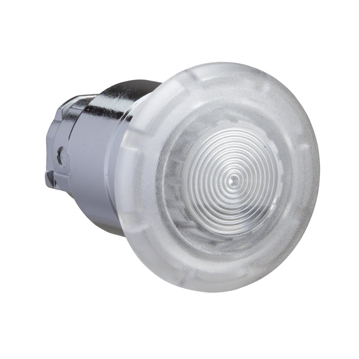 Schneider Harmony XB4, Illuminated mushroom push button head 40mm, metal, white, 22mm, spring return, integral LED