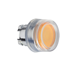 Schneider Head for illuminated push button, Harmony XB4, orange flush pushbutton 22mm mm spring return integral LED