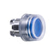 Schneider Harmony XB4, Illuminated push button head, metal, flush, blue, 22mm, spring return, plain lens integral LED, clear boot