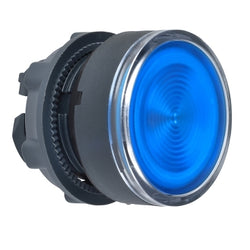 Schneider Harmony XB5, Illuminated push button head, plastic, flush, blue, 22mm, spring return, integral LED, for insetion of legend, unmarked