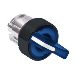 Schneider Head for illuminated selector switch, Harmony XB5, XB4, blue 22mm mm 3 position spring return