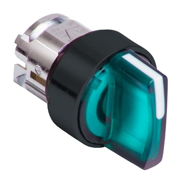 Schneider Head for illuminated selector switch, Harmony XB5, XB4, green 22mm mm 3 position spring return