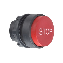 Schneider Harmony XB5, Projecting push button head 40mm, plastic, red, 22mm, spring return, marked STOP