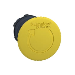 Schneider Harmony XB5, Mushroom push button head 40mm, plastic, yellow, 22mm, latching turn realease