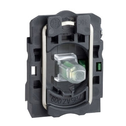 Schneider Harmony XB5, Light block with body/fixing collar, plastic, white, integral LED, 24 V AC/DC, 1 NO