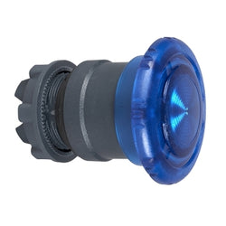 Schneider Harmony XB5, Illuminated push button head, plastic, blue mushroom 40mm, 22mm, trigger latching turn to release