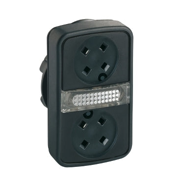 Schneider Head for illuminated double headed push button, Harmony XB5, XB4, flush/flush pushbutton 22mm mm without cap