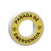 Schneider Harmony, Illuminated ring 60mm plastic, yellow, red fixed integral LED, marked PARADA DE EMERGENCIA, 24 V AC/DC