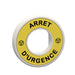 Schneider Harmony, Illuminated ring 60mm plastic, yellow, red fixed integral LED, marked ARRET D'URGENCE, 110-120 V AC