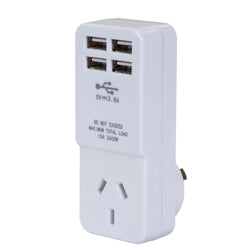 CDL Dynamix USB Wall Charger 4X USB 3.6A Single Power Socket