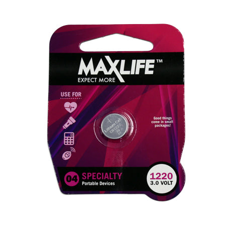 Maxlife Battery CR1220 Lithium Button Cell 1pc