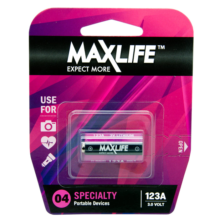 CDY MAXLIFE 123A Lithium 3V Battery.1Pk.